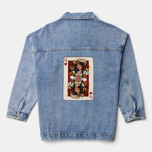 Midwest Queen of Hearts Card Cowgirl Love Luck Jeansjacke (Rückseite)