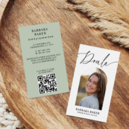 Midwife Birth Postpartum  Doula Photo QR CODE SAGE Visitenkarte