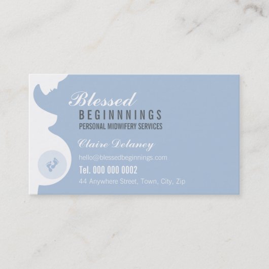 MIDWIFE BUSINESS CARD :: trächtige Bauchfüße Visitenkarte (Vorderseite)
