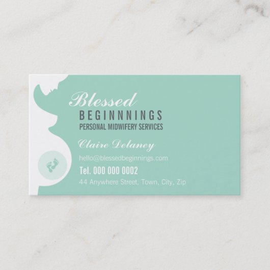 MIDWIFE BUSINESS CARD :: trächtige Bauchfüße Visitenkarte (Vorderseite)