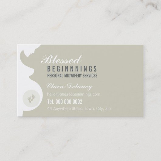 MIDWIFE BUSINESS CARD :: trächtige Bauchfüße Visitenkarte (Vorderseite)