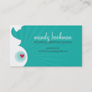 MIDWIFE CARD schwangere Bauch Silhouette Jade grün Visitenkarte