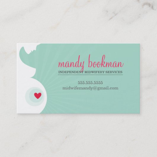 MIDWIFE DOULA KARTE Schwangere Herzminze grün (Vorderseite)