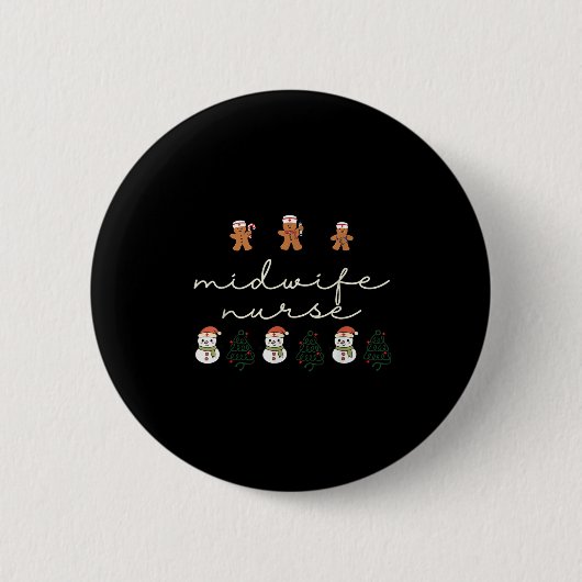 Midwife Nurse Christmas Gingerbread Nicu Hostal Pa Button (Vorderseite)