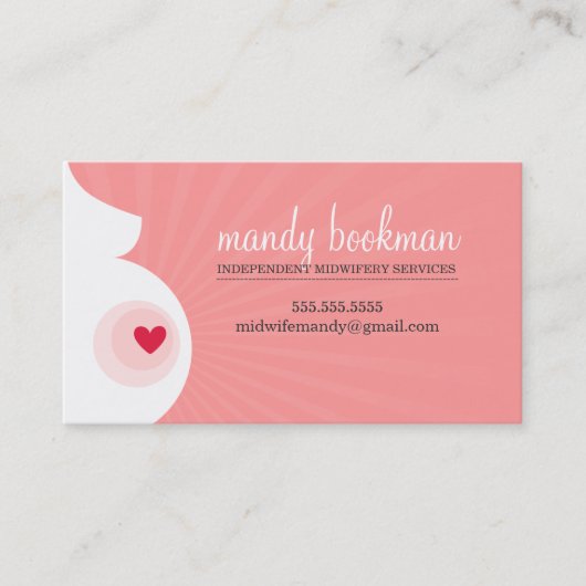 MIDWIFE schwangere Bauchkoralle Silhouette rosa Visitenkarte (Vorderseite)