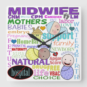 Midwifery Terminology-Subway Art Quadratische Wanduhr