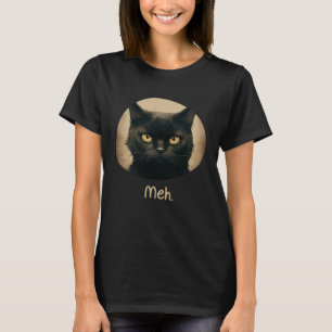 Miese Katze Sarkastisch Mürrisch Schwarz Flauschig T-Shirt
