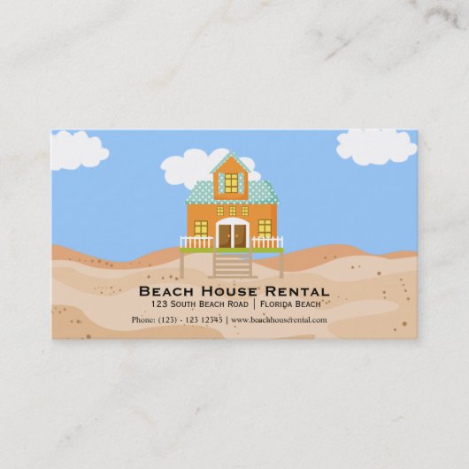 Miete eines Beach House Visitenkarte (Vorderseite)