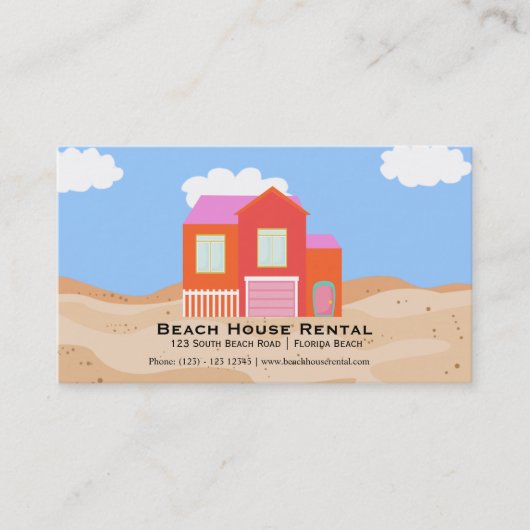 Miete eines Beach House Visitenkarte (Vorderseite)
