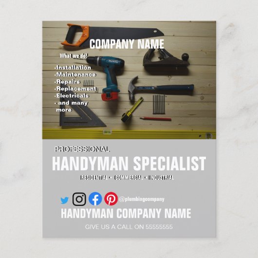Miete eines HANDYMAN SPECIALIST DIY Helfer Ehemann Flyer (Vorne)