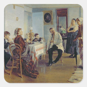 Miete eines Zimmermädchens, 1891-1992 Quadratischer Aufkleber