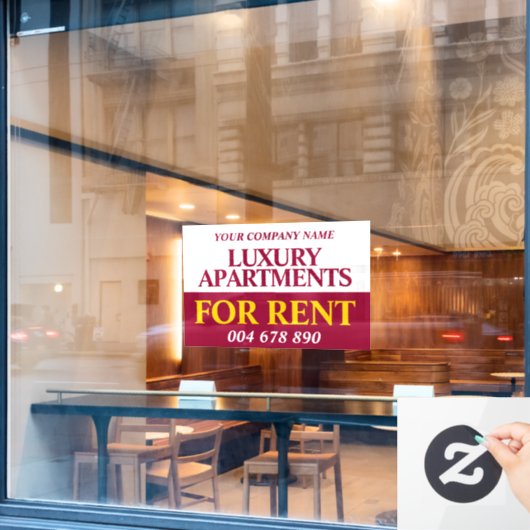 Miete Miete Miete signieren Banner rot gelb Fensteraufkleber (Café-Fenster)