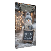 "Miete mir Santa" Snowman mit einem Zeichen Mini Klemmbrett (Schrägansicht)