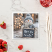 "Miete mir Santa" Snowman mit einem Zeichen Serviette (Beispiel)