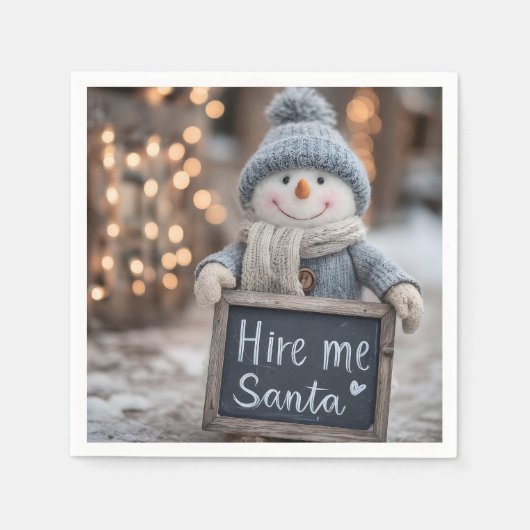 "Miete mir Santa" Snowman mit einem Zeichen Serviette (Vorderseite)