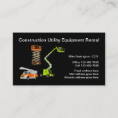 Miete von Bauausrüstung Visitenkarte (Vorderseite)