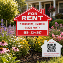 Mietshaus-Hofschild mit editierbaren Infos und QR-