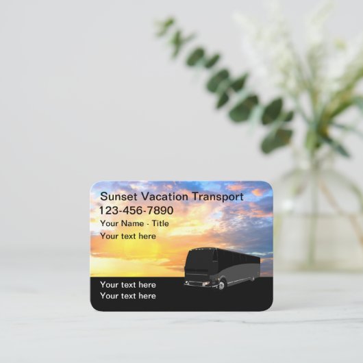 Mietwagen für Reisebusse Visitenkarte (Stehend Vorderseite)