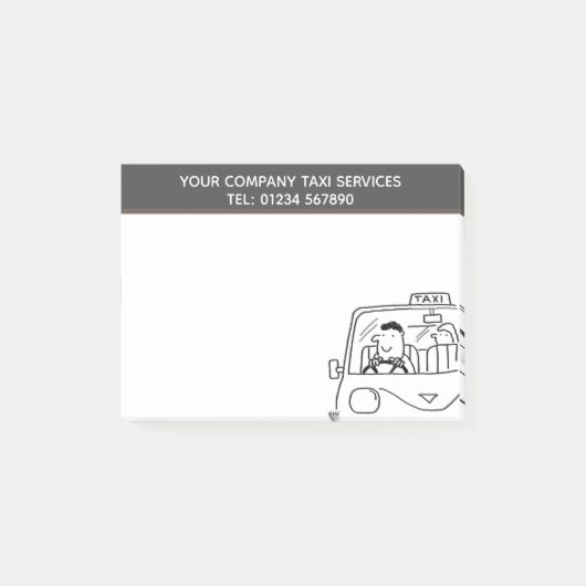 Mietwagen und Taxi-Dienstleistungen Cartoon für in Post-it Klebezettel (Vorderseite)