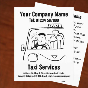 Mietwagen- und Taxi-Service Cartoon-Design Flyer