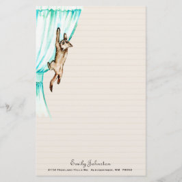 Miezekatze auf Vorhang-Gewohnheits-Briefpapier Briefpapier