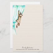 Miezekatze auf Vorhang-Gewohnheits-Briefpapier Briefpapier (Vorne/Hinten)