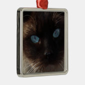 Miezekatze-blaue Augen Silbernes Ornament (Rechts)