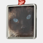 Miezekatze-blaue Augen Silbernes Ornament (Links)