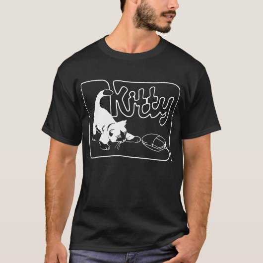 MIEZEKATZE, DIE MIT COMPUTER-MAUS SPIELT T-Shirt (Vorderseite)