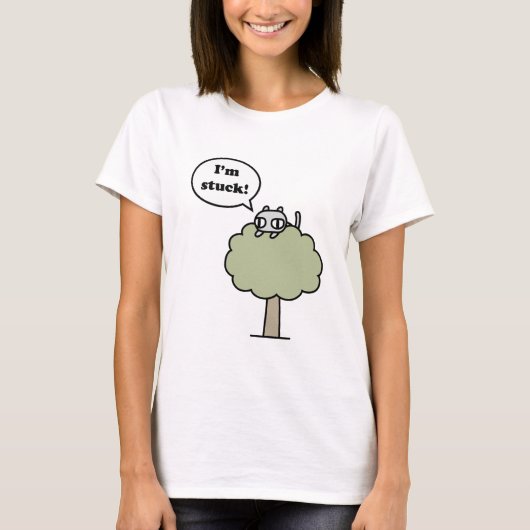 Miezekatze fest im Baum T-Shirt (Vorderseite)