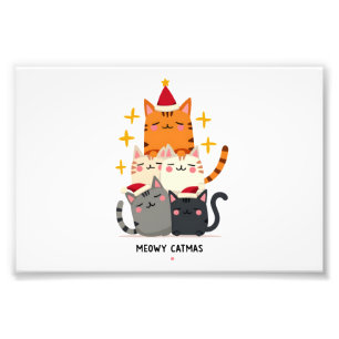 Miezekatze Frohe Weihnachten Katze Weihnachtsbaum Fotodruck