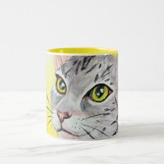 Miezekatze-Gesicht Zweifarbige Tasse (Mittel)
