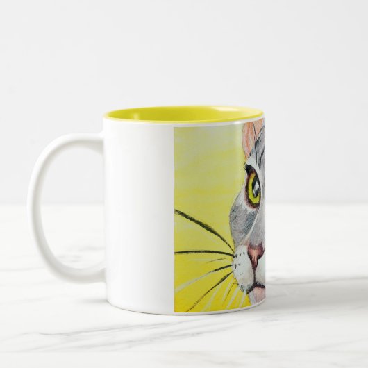 Miezekatze-Gesicht Zweifarbige Tasse (Links)