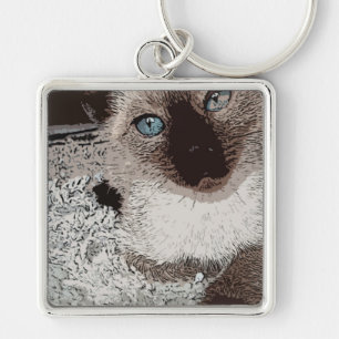 Miezekatze-Haustiertier-Freundfamilienkunst der Schlüsselanhänger