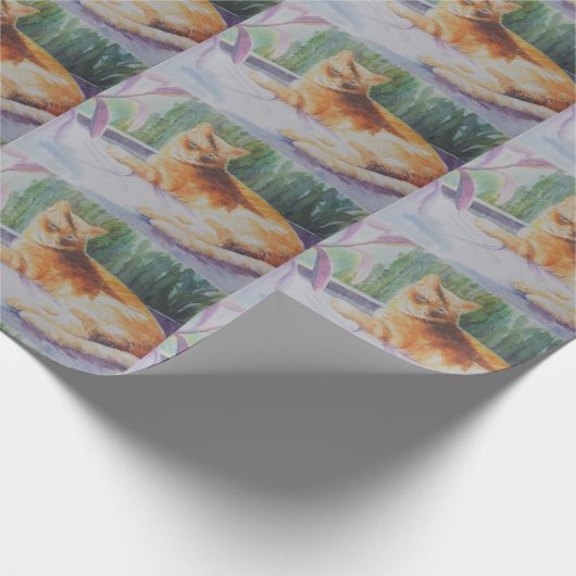 Miezekatze-Katze im Fenster Geschenkpapier (Ecke)