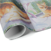 Miezekatze-Katze im Fenster Geschenkpapier (Rolleneckpunkt)