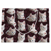 Miezekatze-Katze stellt Muster mit Herz-Bild Große Geschenktüte (Vorderseite)