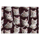 Miezekatze-Katze stellt Muster mit Herz-Bild Große Geschenktüte (Rückseite)