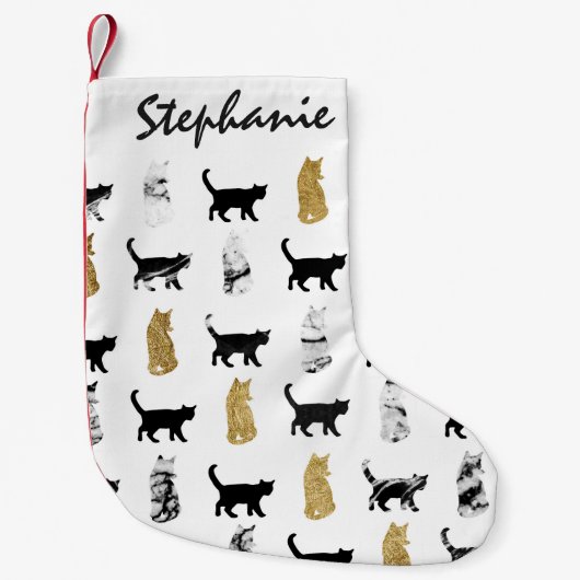 Miezekatze-Katzen im Gold und im Kleiner Weihnachtsstrumpf (Vorderseite)