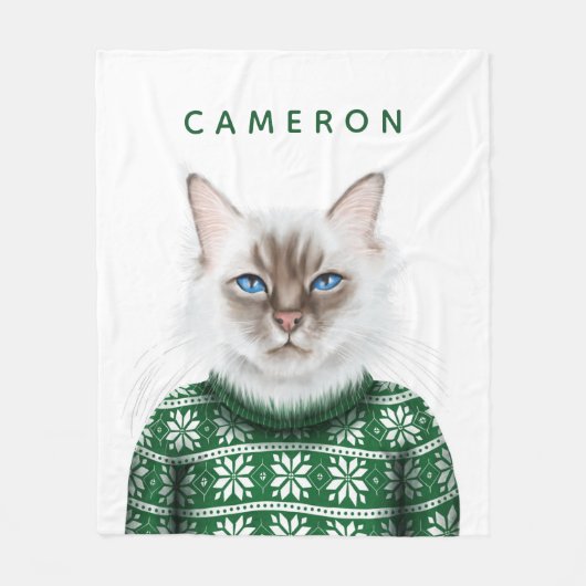 Miezekatze-Katzen-Strickjacke | addieren Ihren Fleecedecke (Vorderseite)