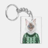 Miezekatze-Katzen-Strickjacke Schlüsselanhänger (Vorderseite links)