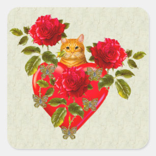 Miezekatze-Katzen-Valentinsgruß Quadratischer Aufkleber