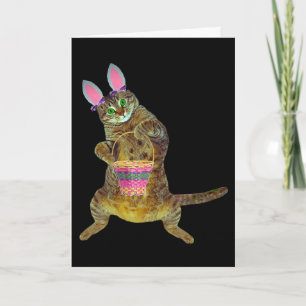 Miezekatze mit Ostern-Korb Feiertagskarte