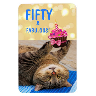 Miezekatze-und Kuchen-fünfzigster Geburtstag Magnet