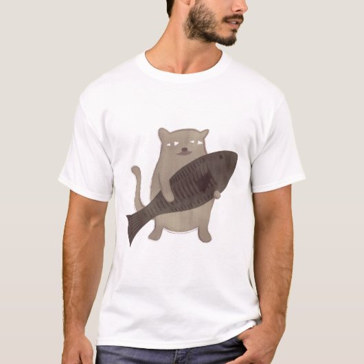 Miezekatze und seine Fische T-Shirt (Vorderseite)