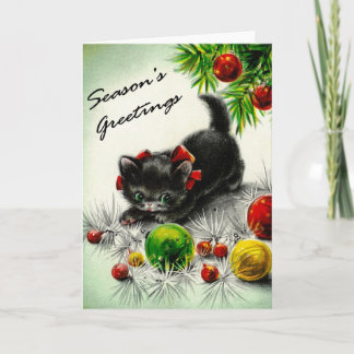 Miezekatze unter dem Baum Feiertagskarte
