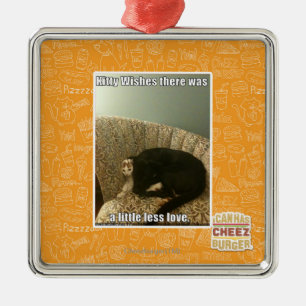 Miezekatze-Wünsche Silbernes Ornament