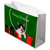 Miezekatzekatze Weihnachten Große Geschenktüte (Rückseite Schrägansicht)