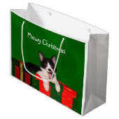 Miezekatzekatze Weihnachten Große Geschenktüte (Vorderseite Schrägansicht)