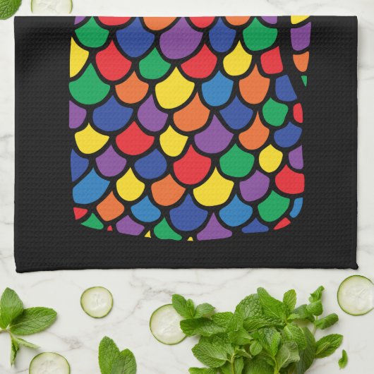 Miezekatzeregenbogen Geschirrtuch (Gefaltet)